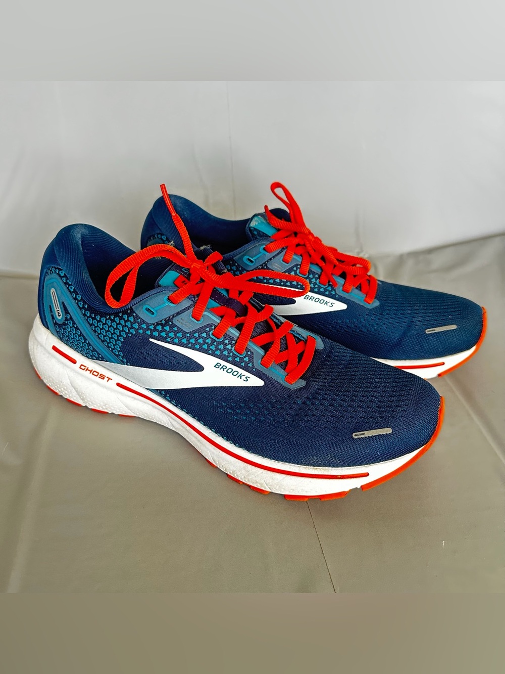Brooks Ghost 14 Men’s Running Shoes Blue Bright Orange Size 10 M